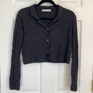 Zara crop sweater gray size medium